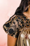 Embroidered Metallic Top, Gold