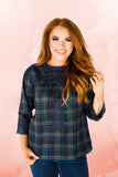 Plaid Embroidered Top