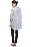Button Up Lace Trim Tunic, Grey
