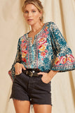 South Beach Embroidered Top, Teal