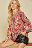 South Beach Embroidered Bandana Top, Rust
