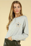 Jeweled Star Cropped Top, Heather Gray