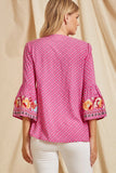 South Beach Embroidered Top, Hot Pink