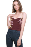 Beaded & Embroidered Crop Top, Maroon