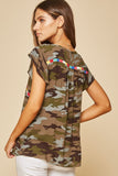 Camo Embroidered Top