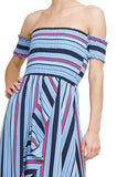 Striped Ruffle Tulip Maxi Dress, Blue