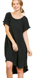 Fringe Pocket Dress, Black