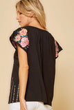 Floral Embroidered & Lace Top
