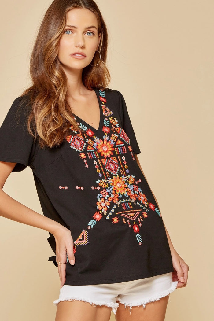 andree by unit savanna jane Geometric Embroidered Top