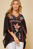 Floral Embroidered Poncho Top
