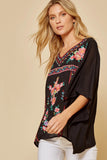 Floral Embroidered Poncho Top