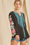 Floral & Geo Embroidered Top