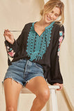 Floral & Geo Embroidered Top