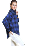 Plaid & Checkered Button Up Top, Royal