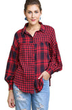 Plaid & Checkered Button Up Top, Red