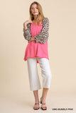 Leopard Dolman Sleeve Top, Pink