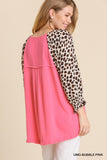 Leopard Dolman Sleeve Top, Pink