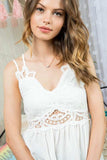 Lace Top with Criss Cross Back, White