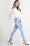Floral Embroidered Distressed Skinny Jeans