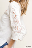 Crochet & Floral Embroidered Top, Off White