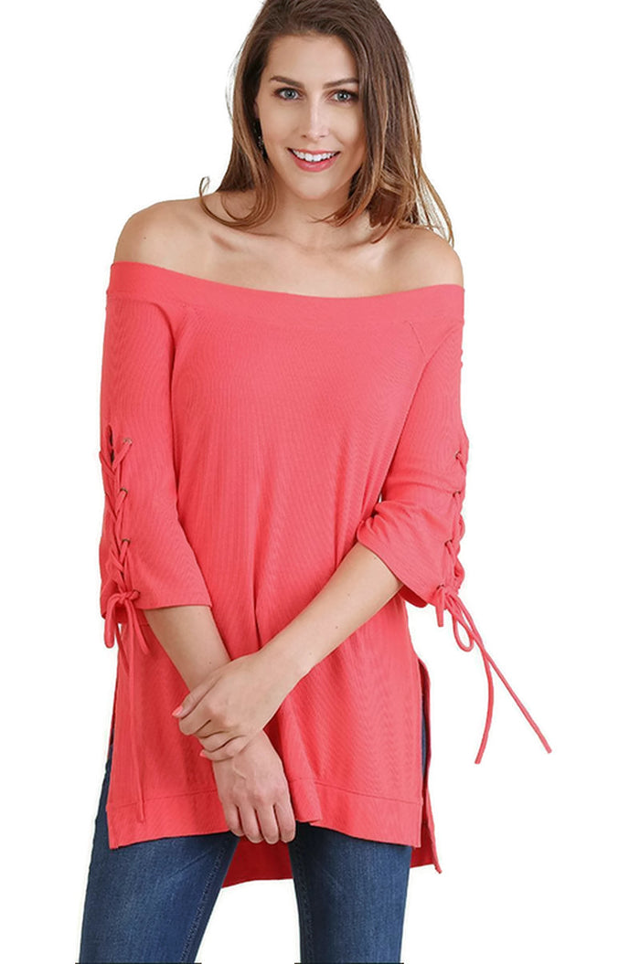 Casual Cutie Lace Up Top, Strawberry