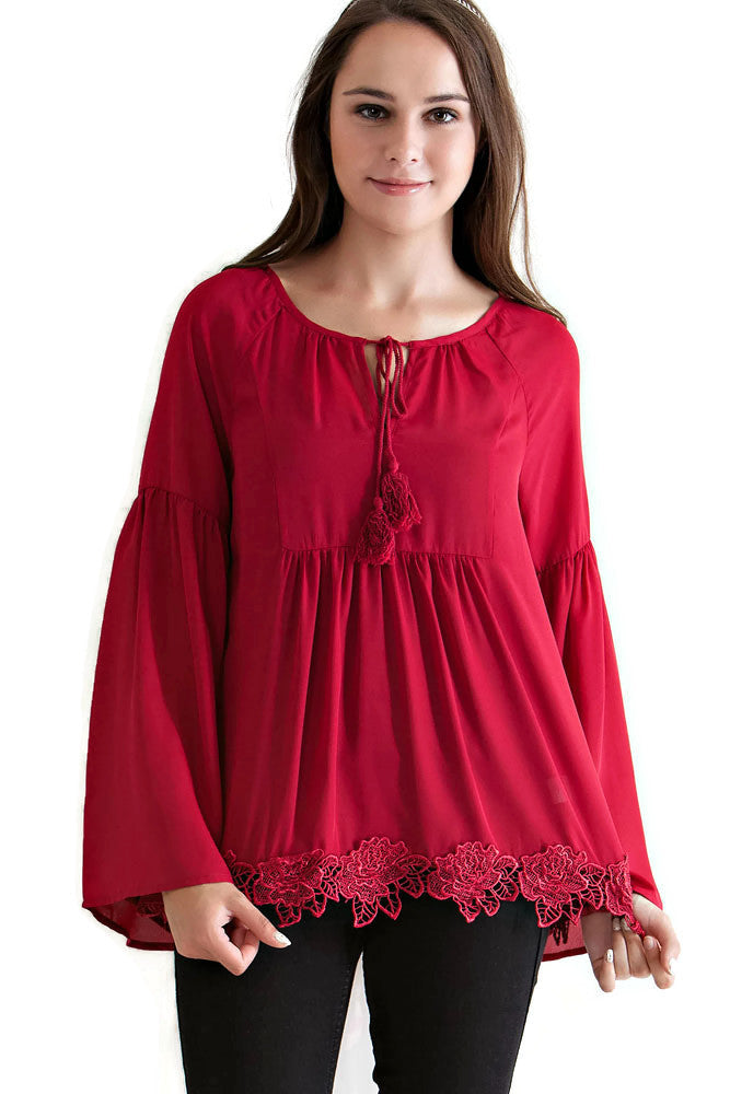 Lace, Bell & Tassel Tunic, Red