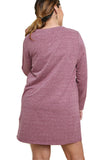 Floral Embroidered Heathered Knit Dress, Wine