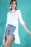 Lace & Cutout High Low Tunic, Off White