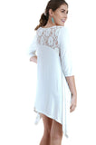 Lace & Cutout High Low Tunic, Off White