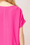 Short Sleeve Scoop Neck Top,  Hot Pink