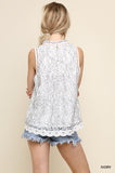 Floral Embroidered Lace Top, Ivory