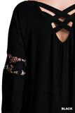 Lace Bell Sleeve Dress, Black