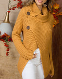 Cowl Neck Asymmetric Wrap Sweater, Camel