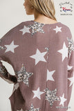Star & Leopard Waffle Knit Top, Red Bean