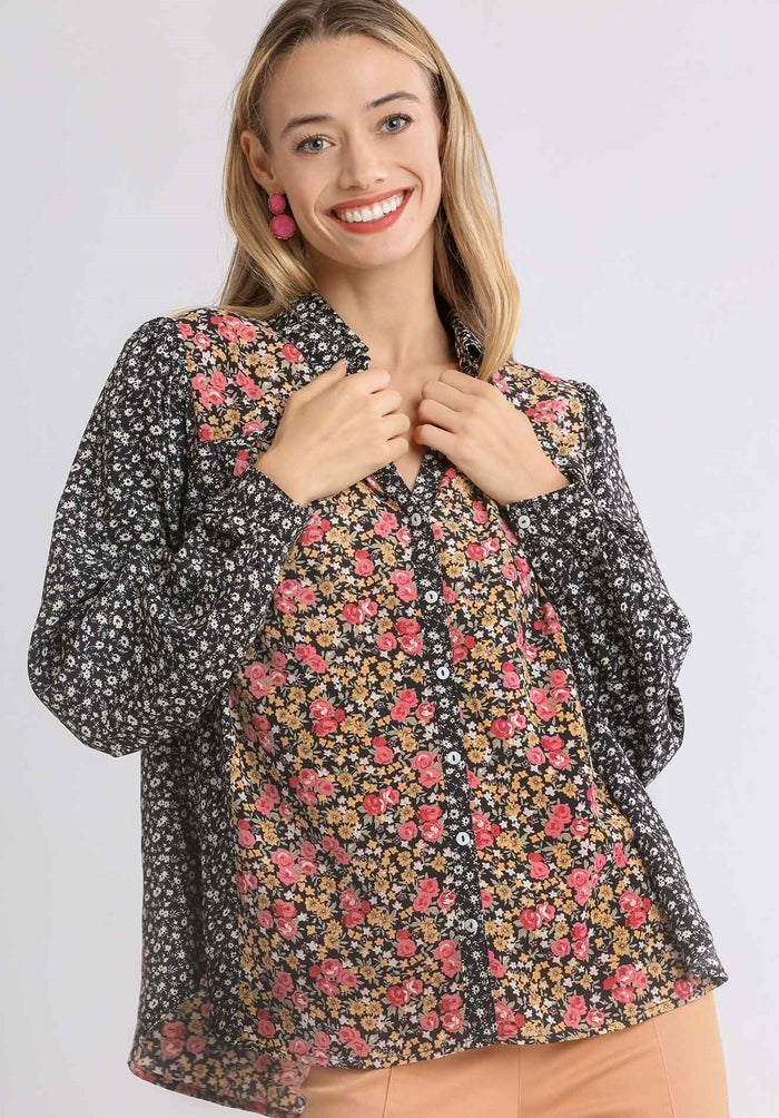 umgee usa mixed floral print blouse
