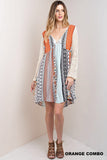 Mixed Print Lace Dress, Orange