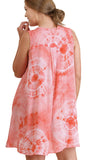 Tie Dye Sleeveless Keyhole Dress, Coral