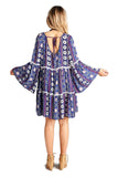 Crochet & Bell Sleeve Dress, Purple