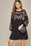 EMBROIDERED TIERED BABYDOLL DRESS