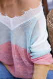 Frayed Multi Color Light Weight Sweater