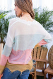 Frayed Multi Color Light Weight Sweater