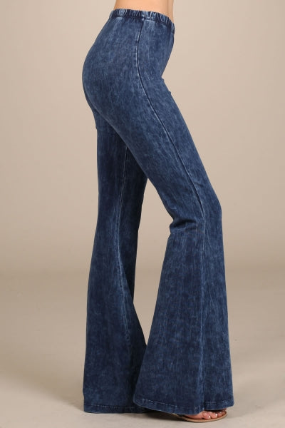 mineral washed soft bell bottom pants