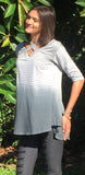 Washed Ombre Striped Tunic, Grey