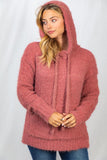 Fuzzy Knit Hoodie, Rose