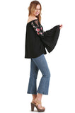 umgee usa floral embroidered bell sleeve top