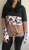 Color Block Cow Knot Top