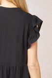 Ruffled Tiered Midi Dress, Black