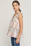 Mixed Floral Print Tiered Top
