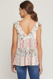 Mixed Floral Print Tiered Top