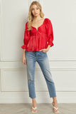 Iridescent Babydoll Top, Red